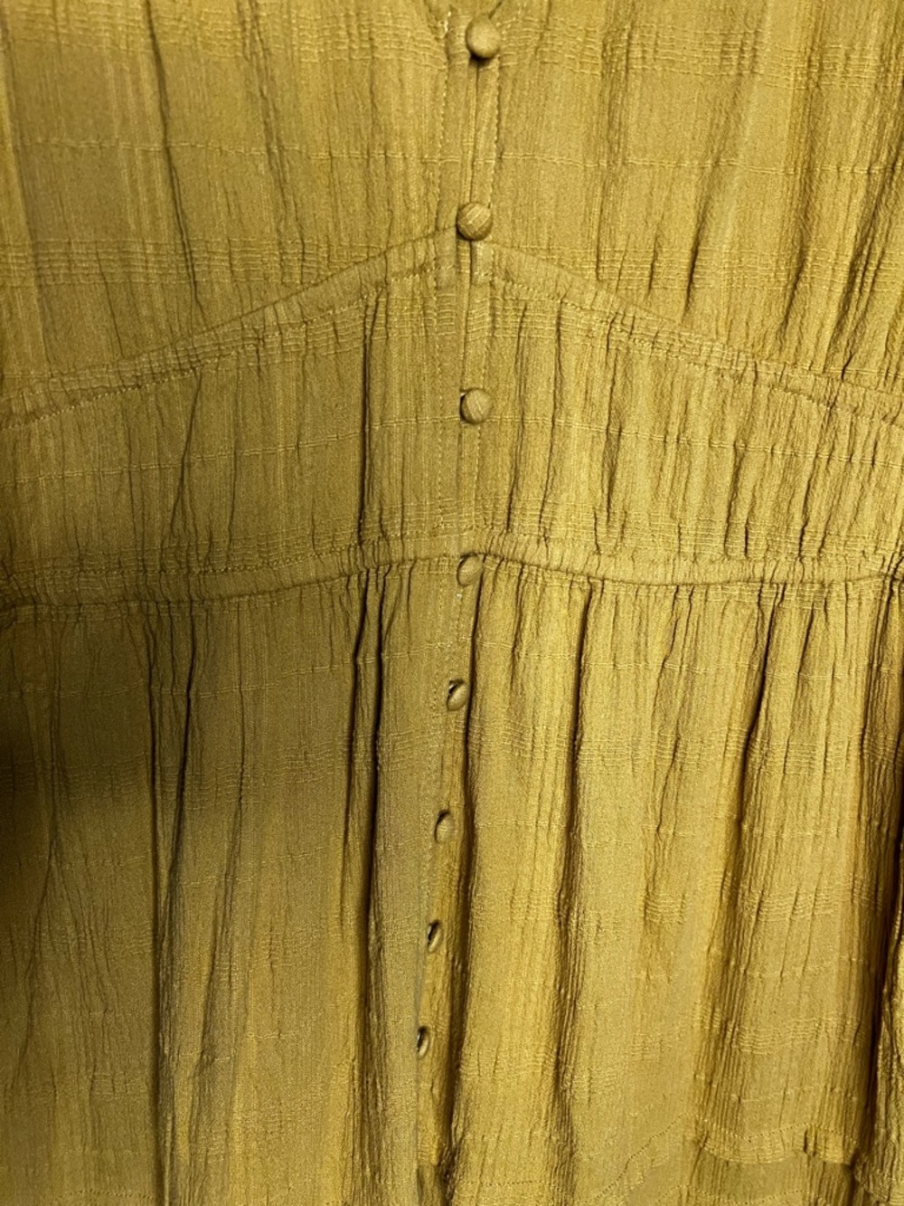 Lucky Brand Mustard Yellow Gauze Cotton Button Down Tiered Maxi Dress - Picture 5 of 12